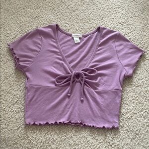 Lavender Tie-Front Crop Top